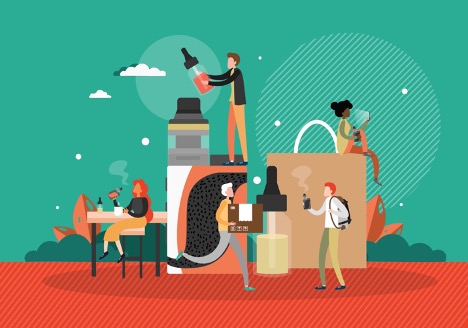 iluistrasi-banyak-orang-vape-rokok-elektronik