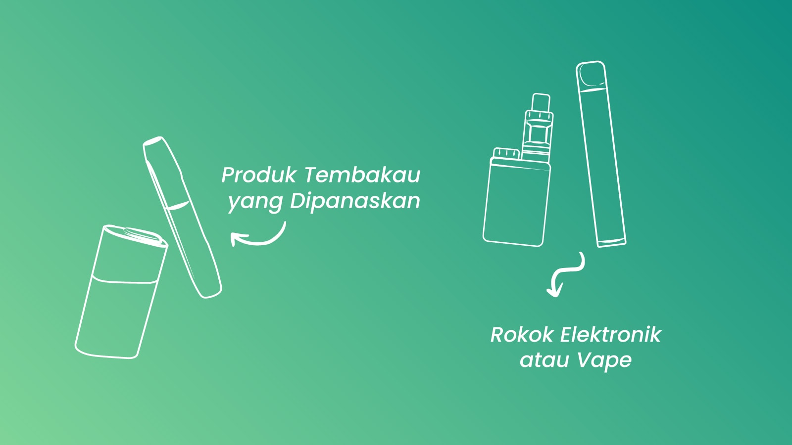 Ilustrasi perbedaan antara produk tembakau yang dipanaskan dan rokok elektronik atau vape