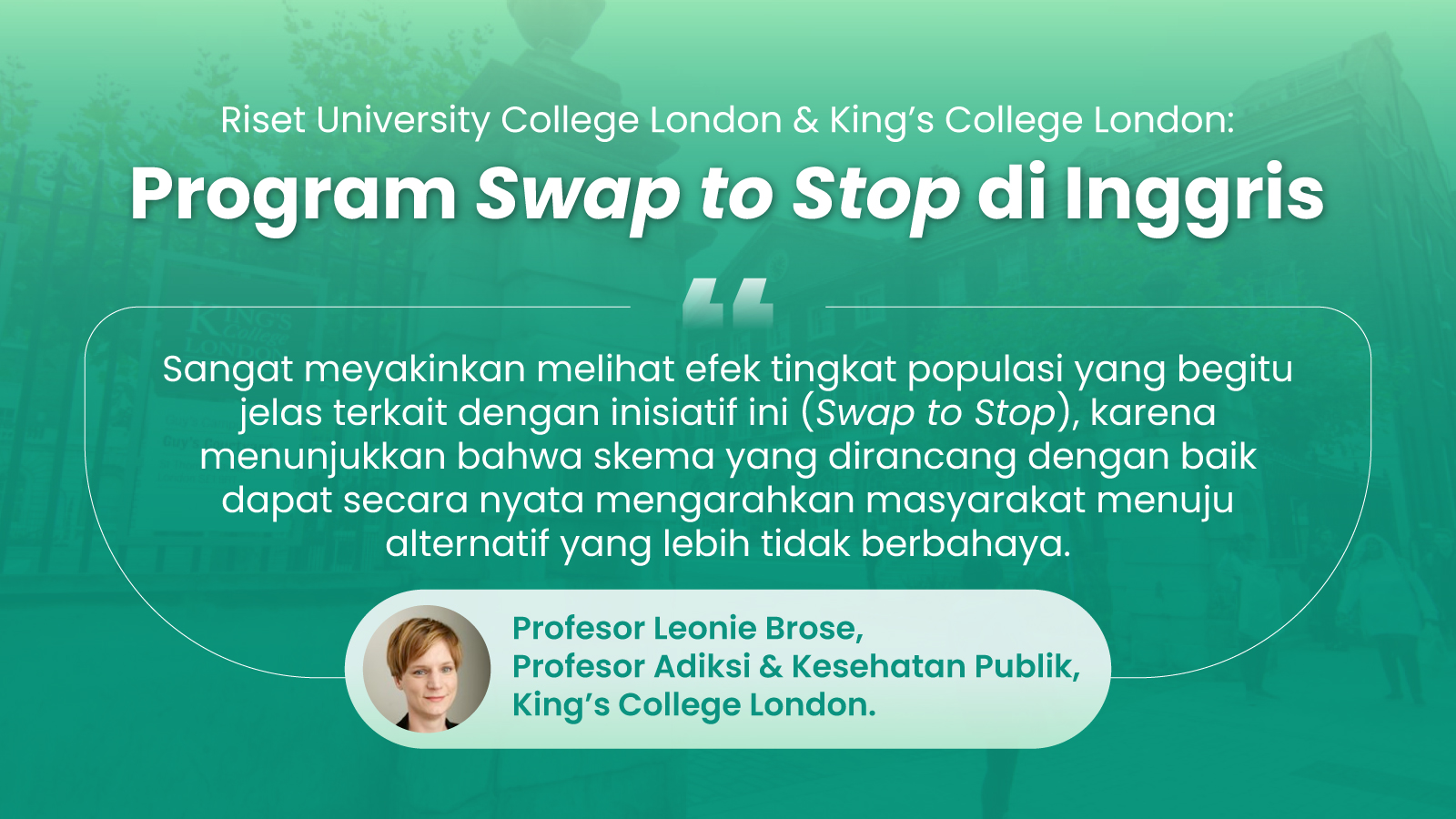 Ilustrasi untuk Riset University College London & King’s College London: Program Swap to Stop di Inggris