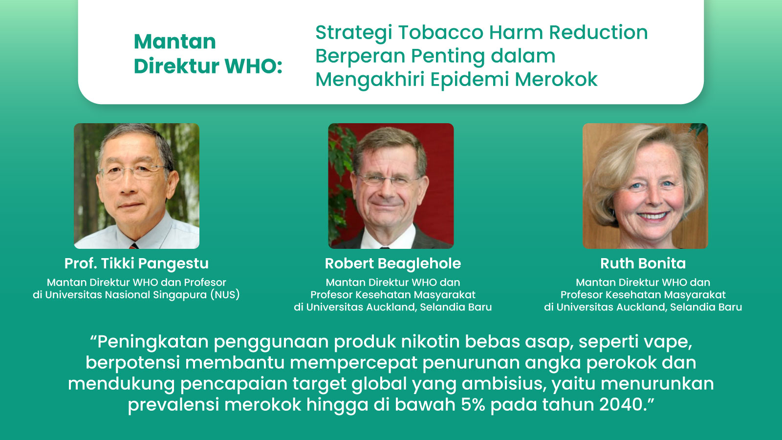 Ilustrasi untuk Mantan Direktur WHO:  Strategi Tobacco Harm Reduction Berperan Penting dalam Mengakhiri Epidemi Merokok